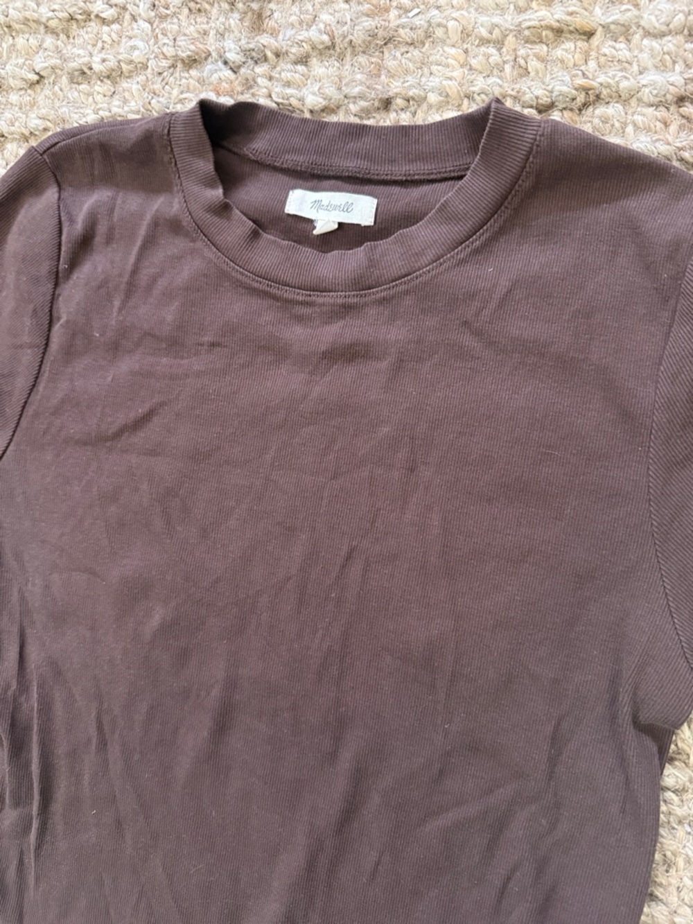 Madewell Brown Short Sleeve Ribbed Crew Tee - Picture 3 of 4